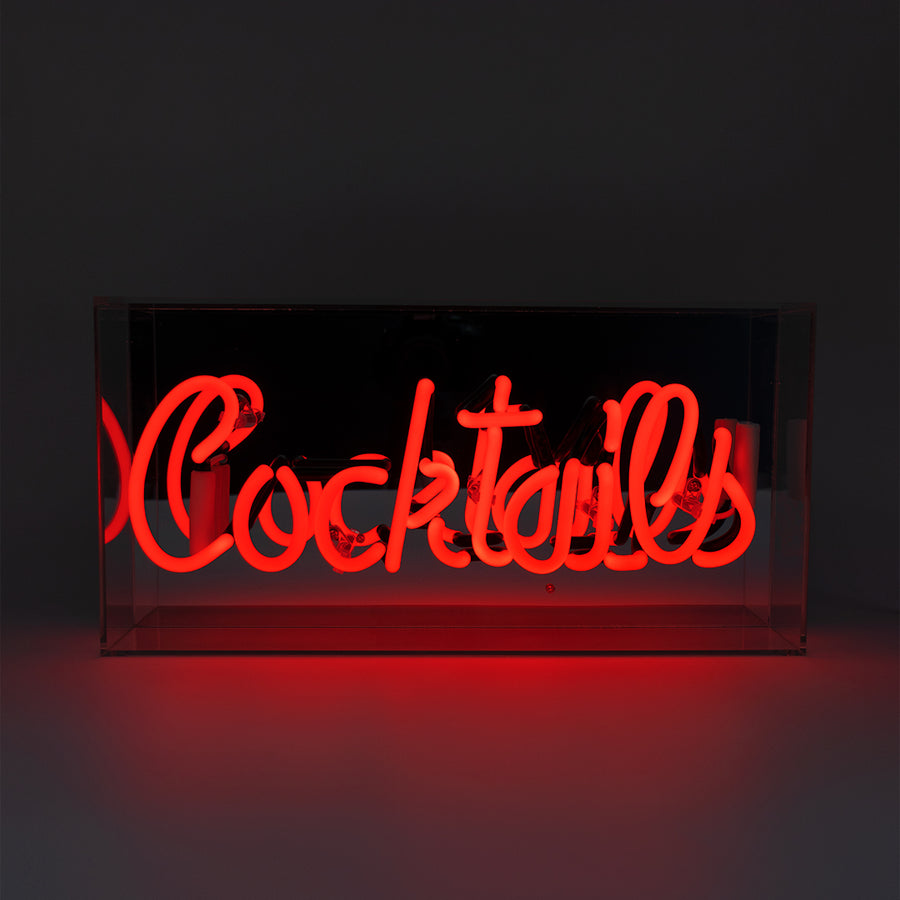 'Cocktails' Glass Neon Sign - Red