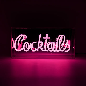 Pink 'Cocktails' Acrylic Box Neon Light - Locomocean
