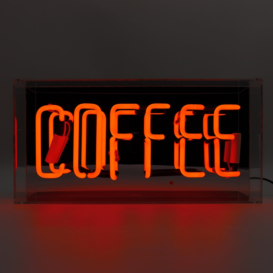 Panneau néon en verre 'Coffee' - Orange
