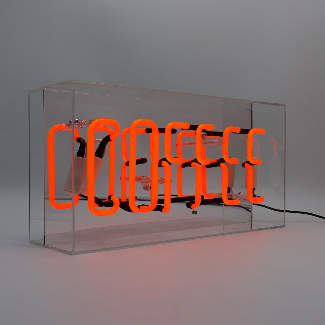 'Coffee' Glass Neon Sign - Orange