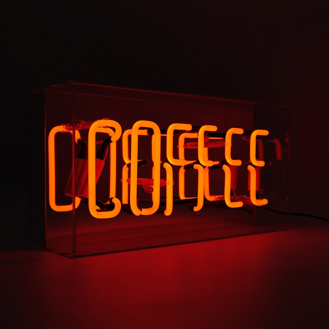 'Coffee' Glass Neon Sign - Orange