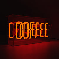 'Coffee' Glass Neon Sign - Orange