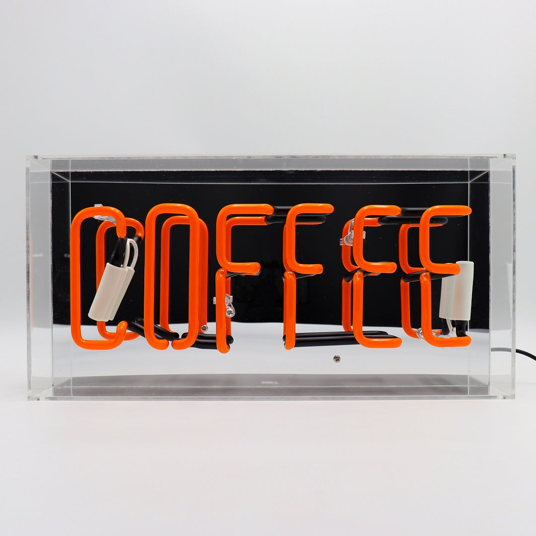 Neonschild 'Kaffee' aus Glas - Orange