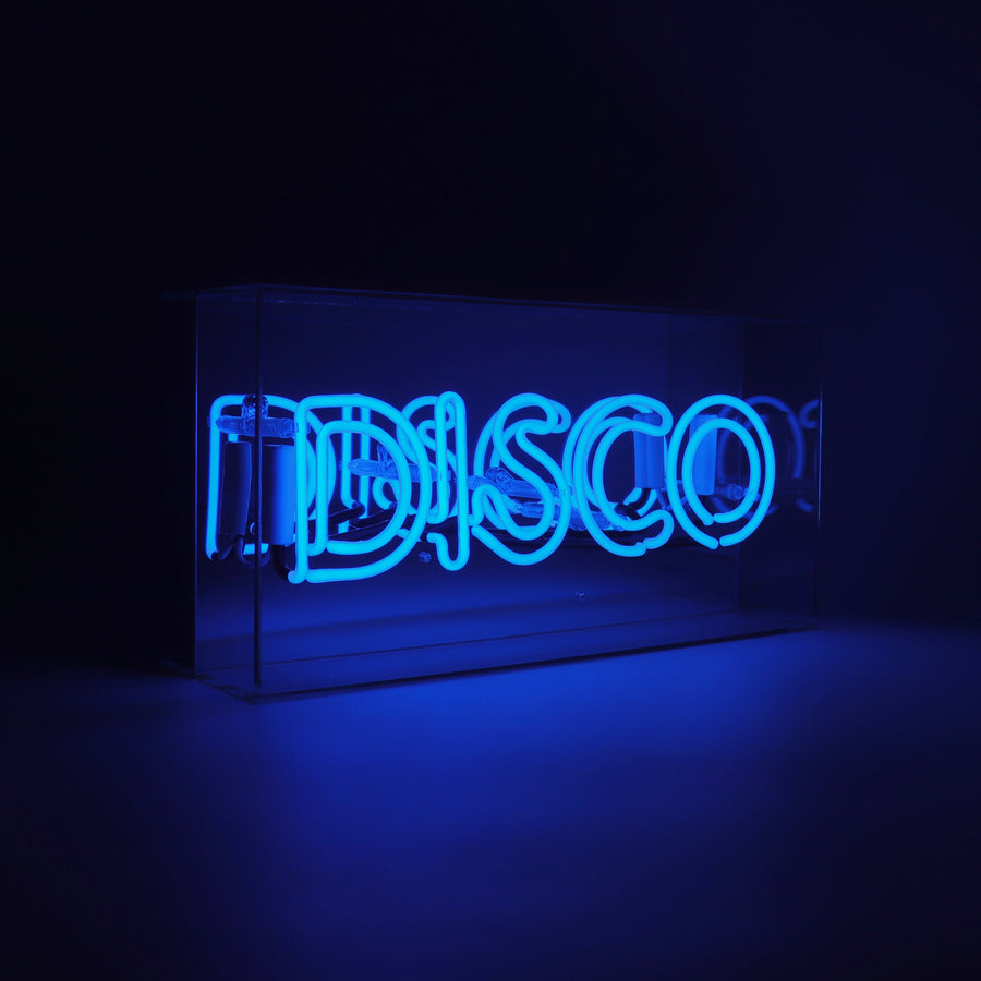 Insegna al neon in vetro 'Disco' - Blu