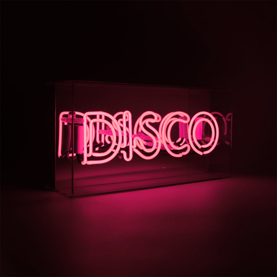 Insegna al neon in vetro "Disco" - Rosa