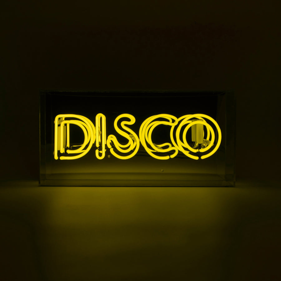 'Disco' Glass Neon Sign - Yellow