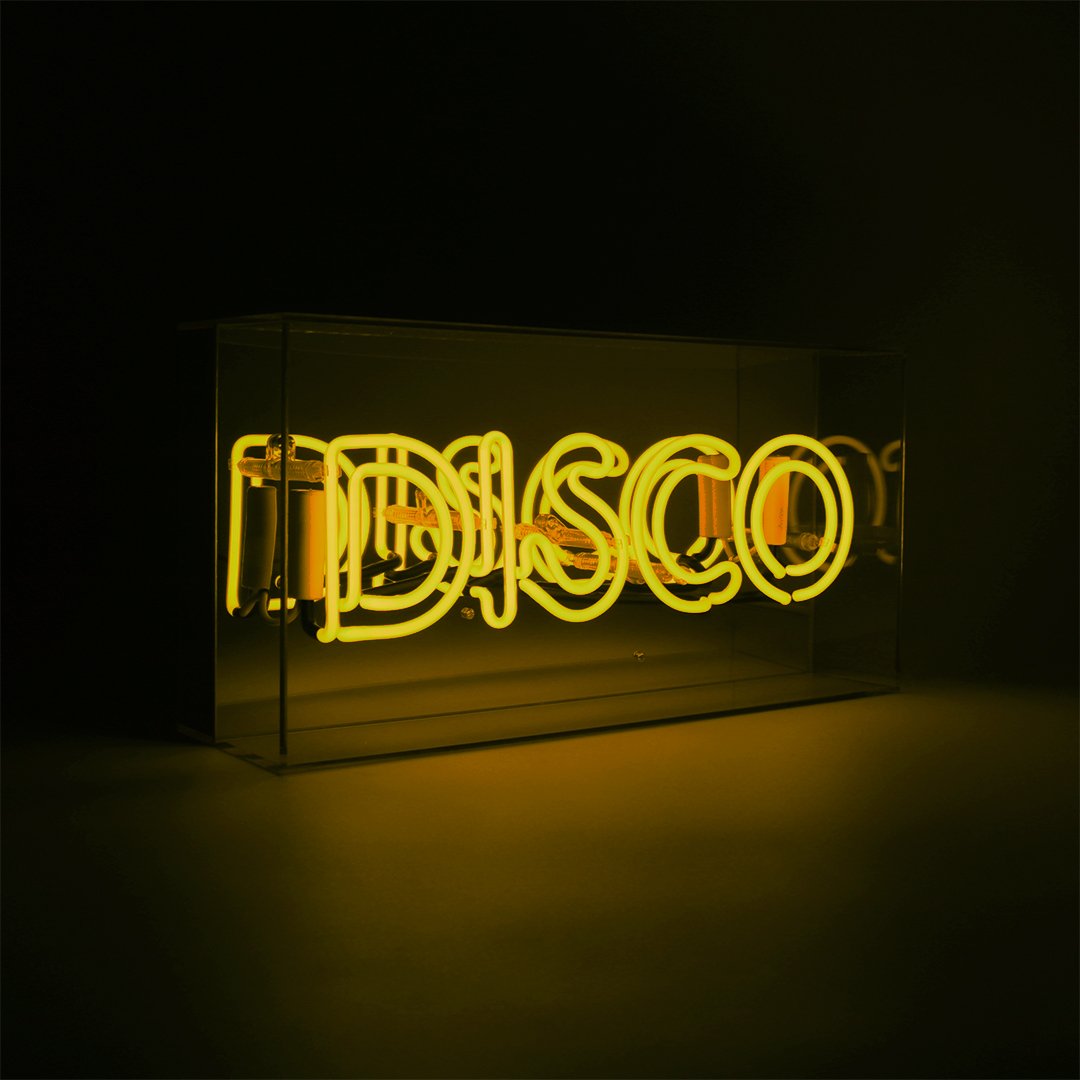 Enseigne néon en verre 'Disco' - Jaune