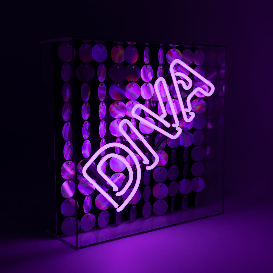 Diva" Acrylbox Neonlicht mit Pailletten