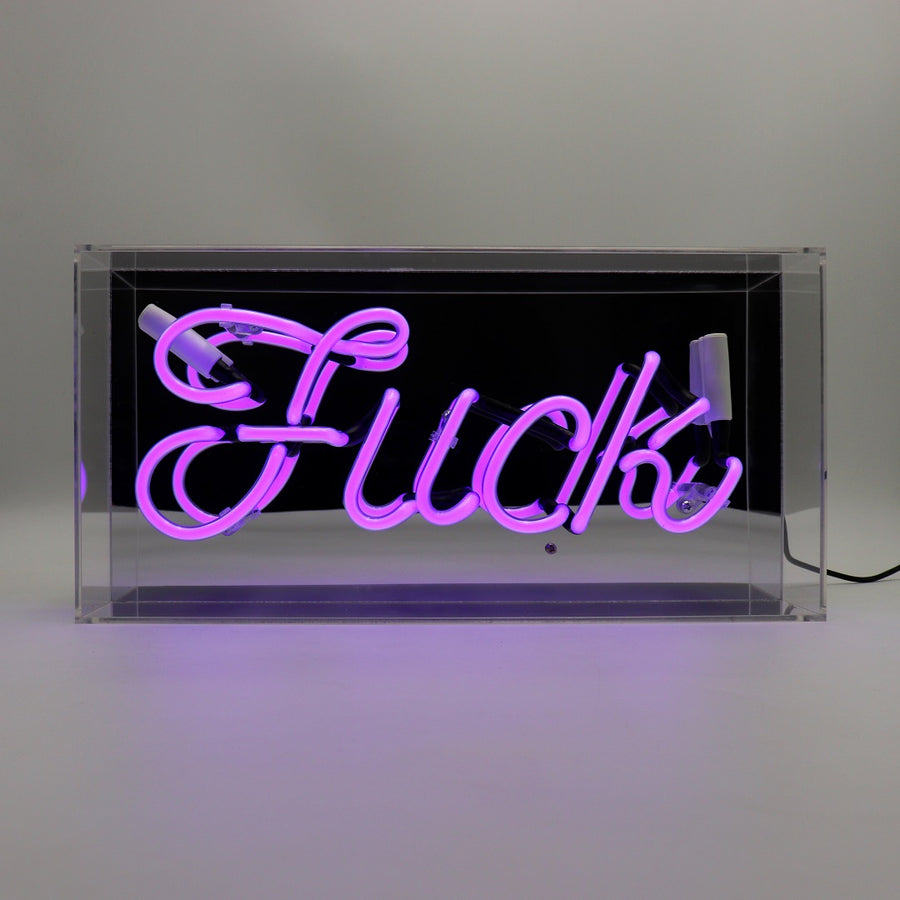 Cartello al neon in vetro 'Fuck
