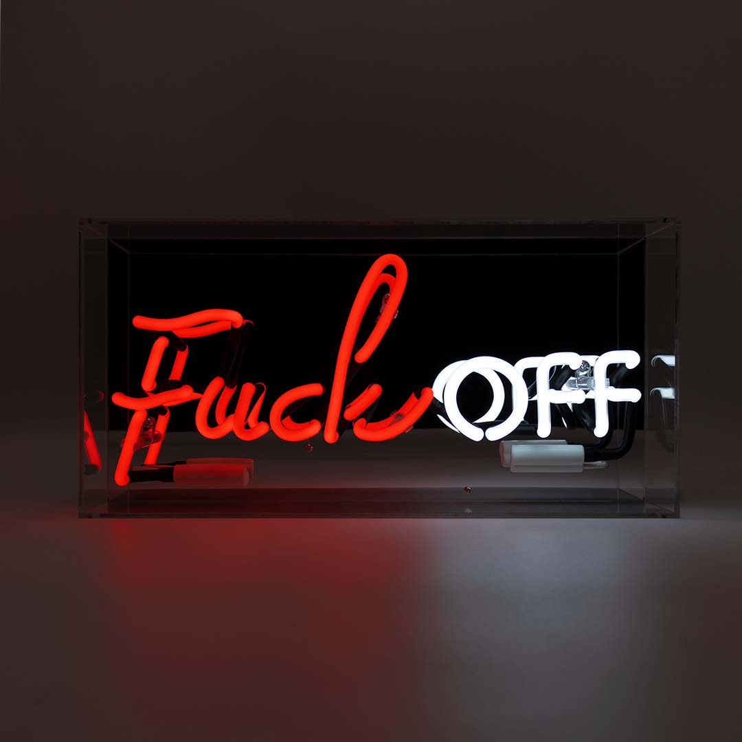 Cartello al neon in vetro 'Fuck Off