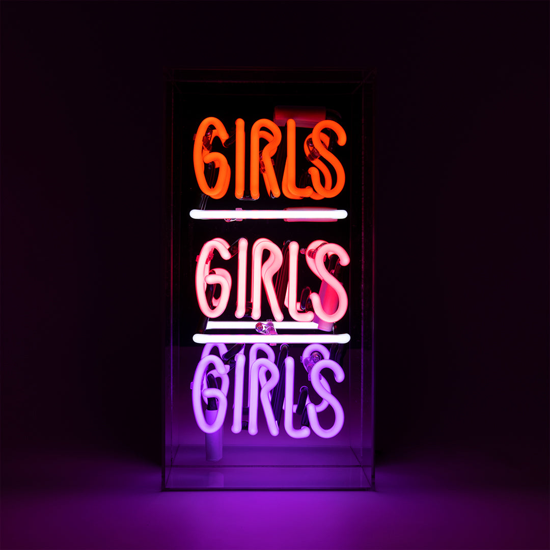 Mädchen Mädchen Mädchen" Glas-Neon-Schild