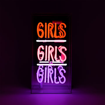 Insegna al neon in vetro 'Girls Girls Girls Girls