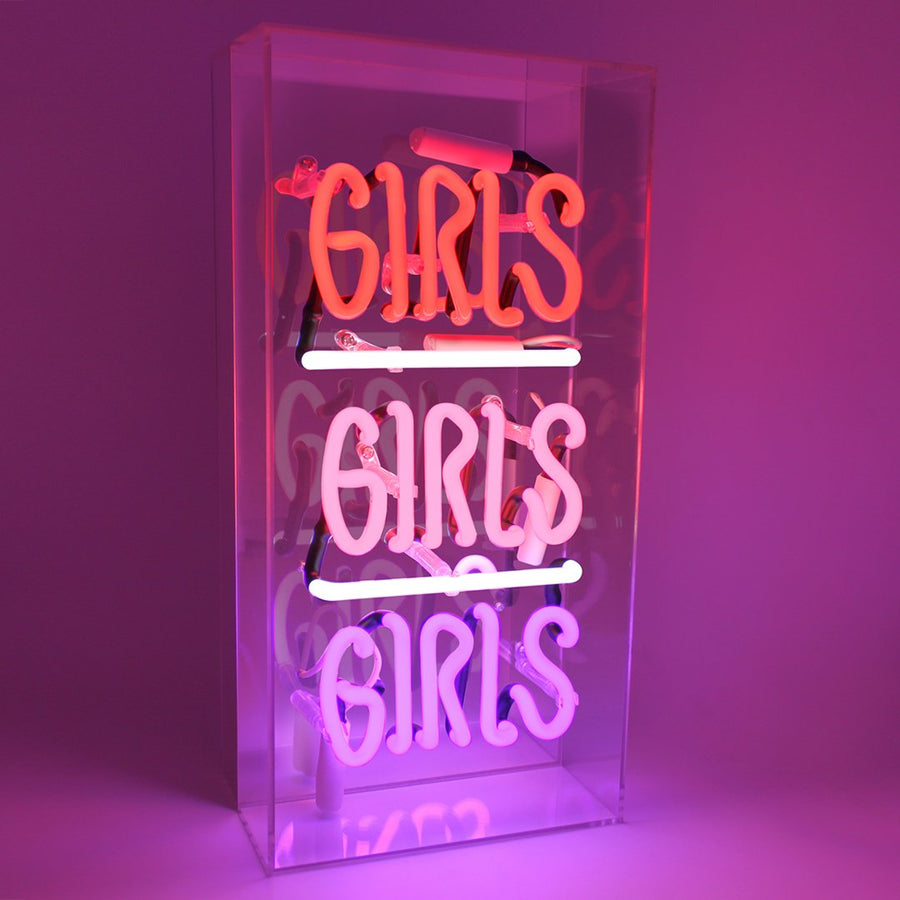 'Girls Girls Girls' Acrylic Box Neon Light - Locomocean