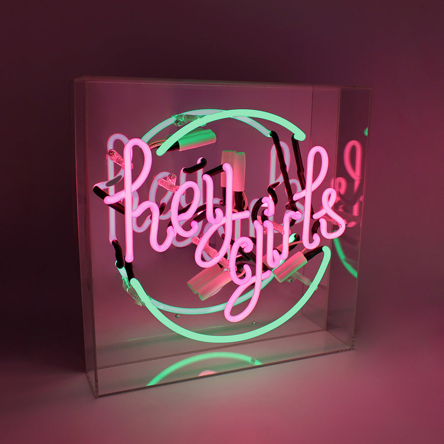'Hey Girls' Glass Neon Sign