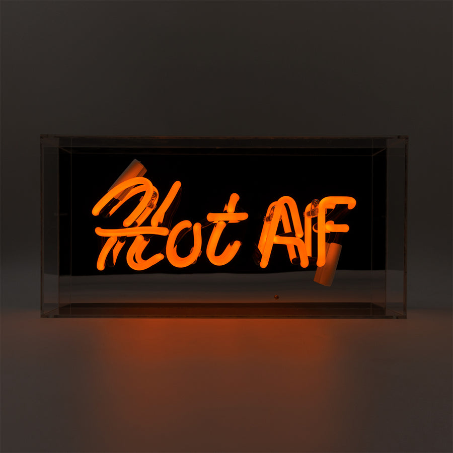 Panneau néon en verre 'Hot AF' - Orange
