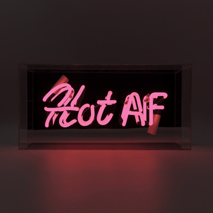 Hot AF" Glas-Neonschild - Rosa
