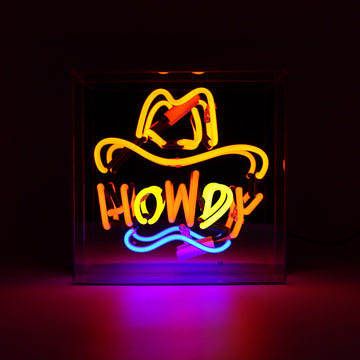 Howdy" Glas-Neonschild