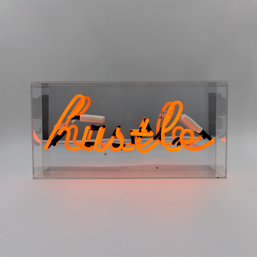 'Hustle' Glass Neon Sign