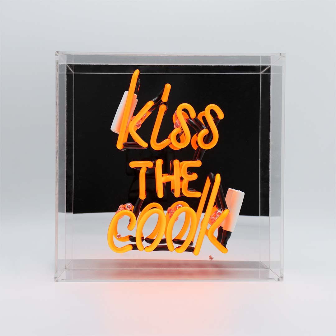 Insegna al neon in vetro 'Kiss the Cook' - Arancione