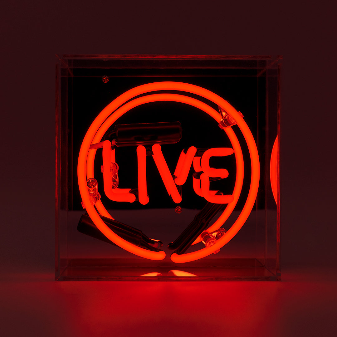 Mini-Glas-Neonschild 'Live'