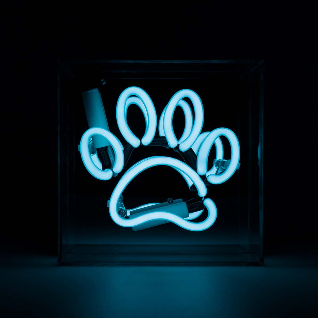 Mini insegna al neon in vetro 'Paw