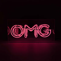 Cartel de neón de cristal 'OMG' - Rosa