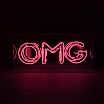Cartello al neon in vetro 'OMG' - Rosa
