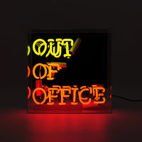 Panneau néon en verre "Out Of Office
