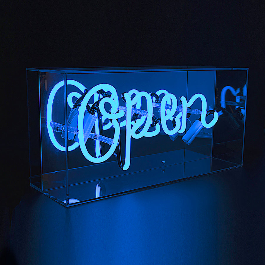 'Open' Glass Neon Sign