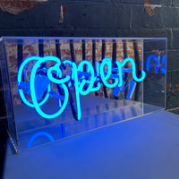 'Open' Glass Neon Sign