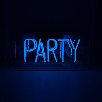 Insegna al neon in vetro 'Party' - Blu