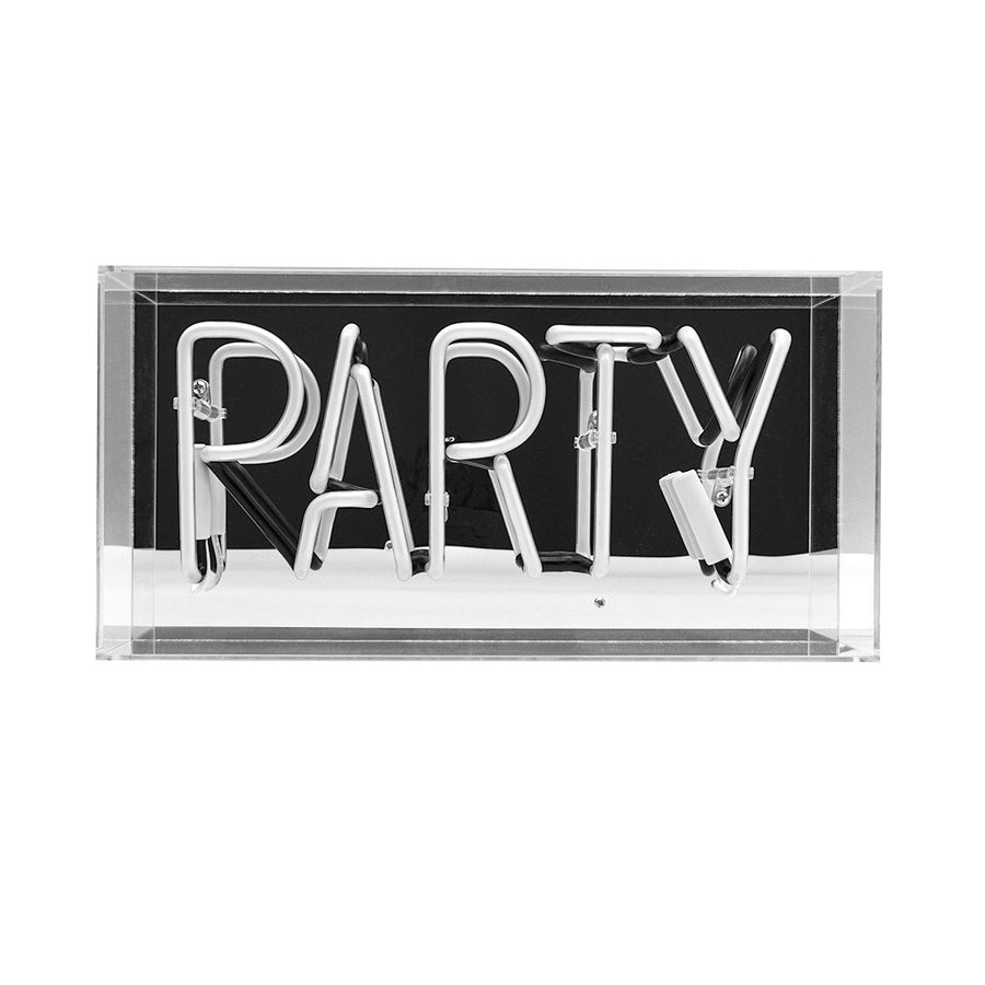 'Party' Glass Neon Sign - Pink