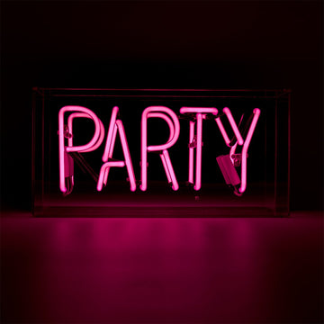 Party"-Glas-Neonschild - Rosa
