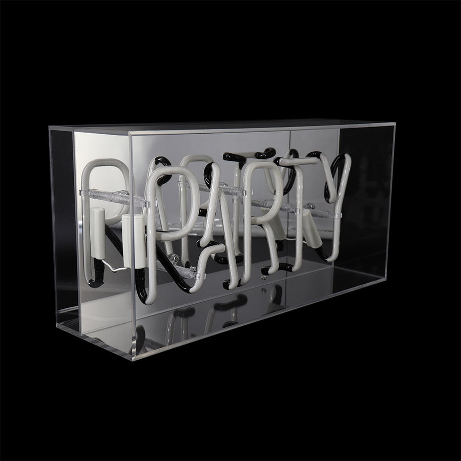 'Party' Glass Neon Sign - Blue