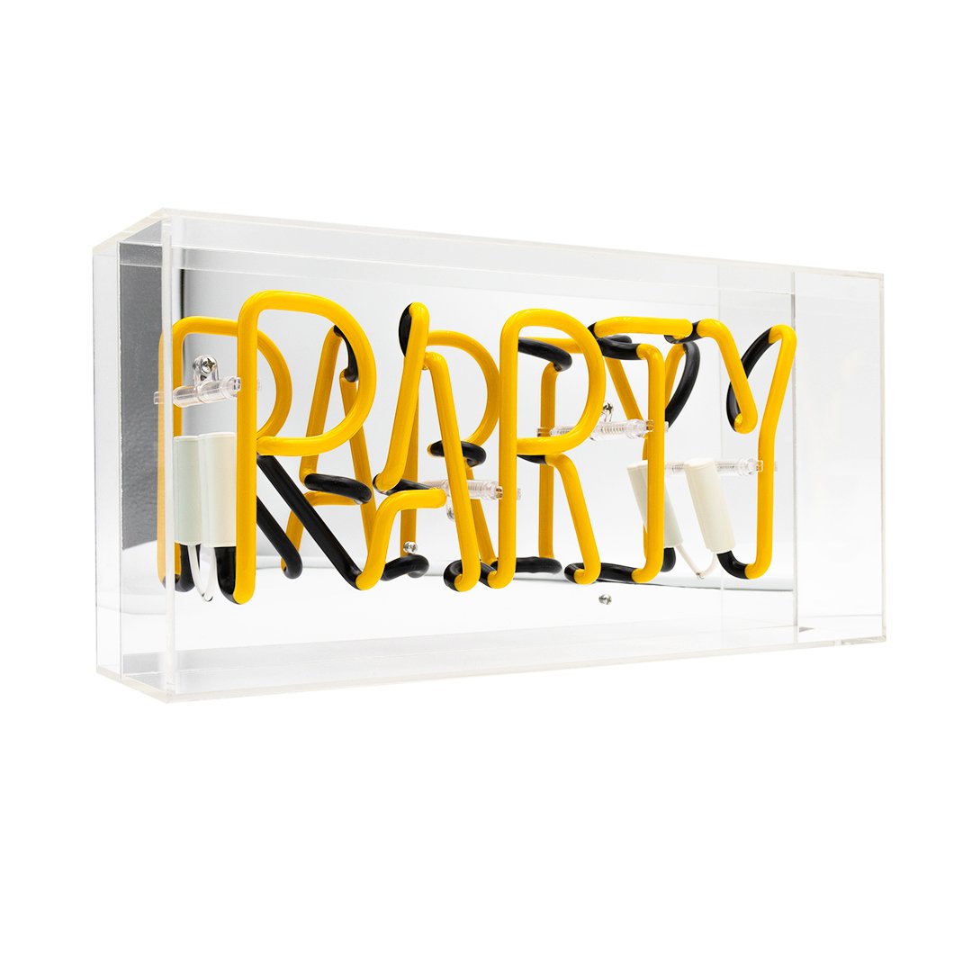 'Party' Glass Neon Sign - Yellow