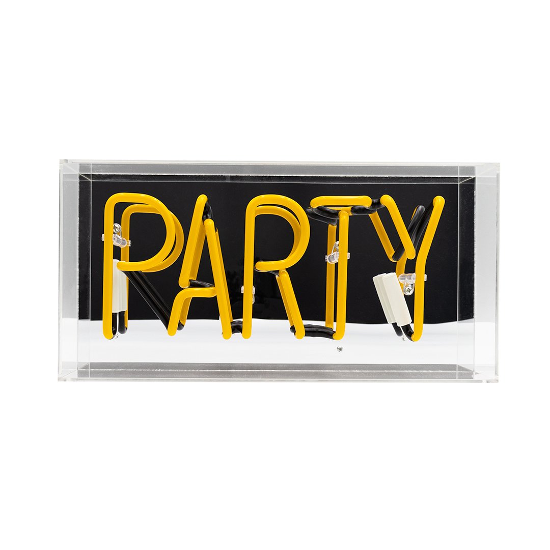 Party  Glas-Neonschild - Gelb