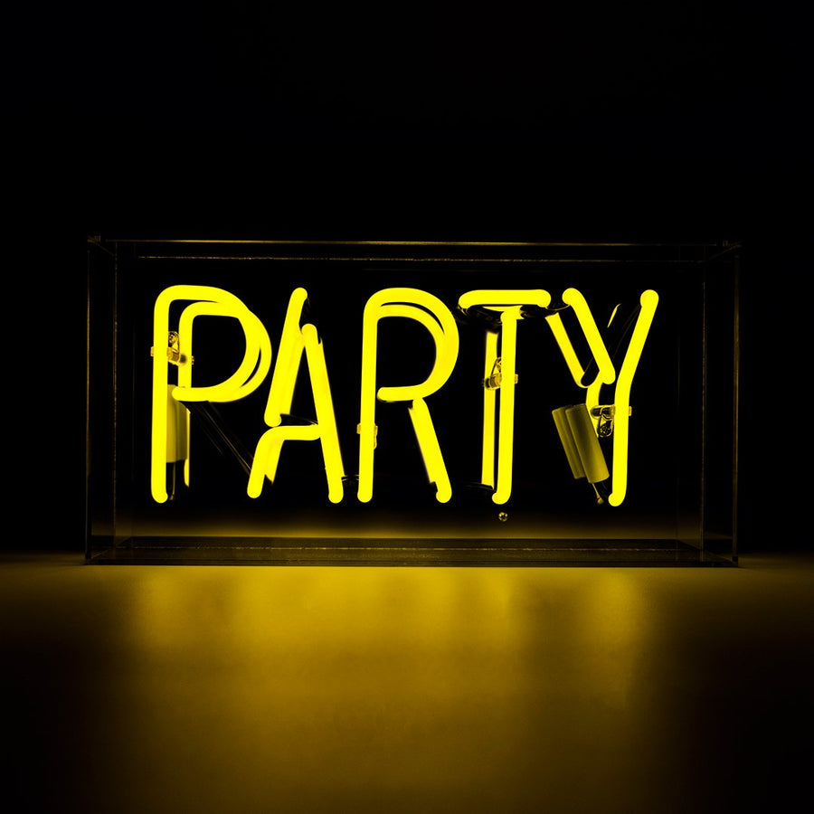 'Party' Glass Neon Sign - Yellow