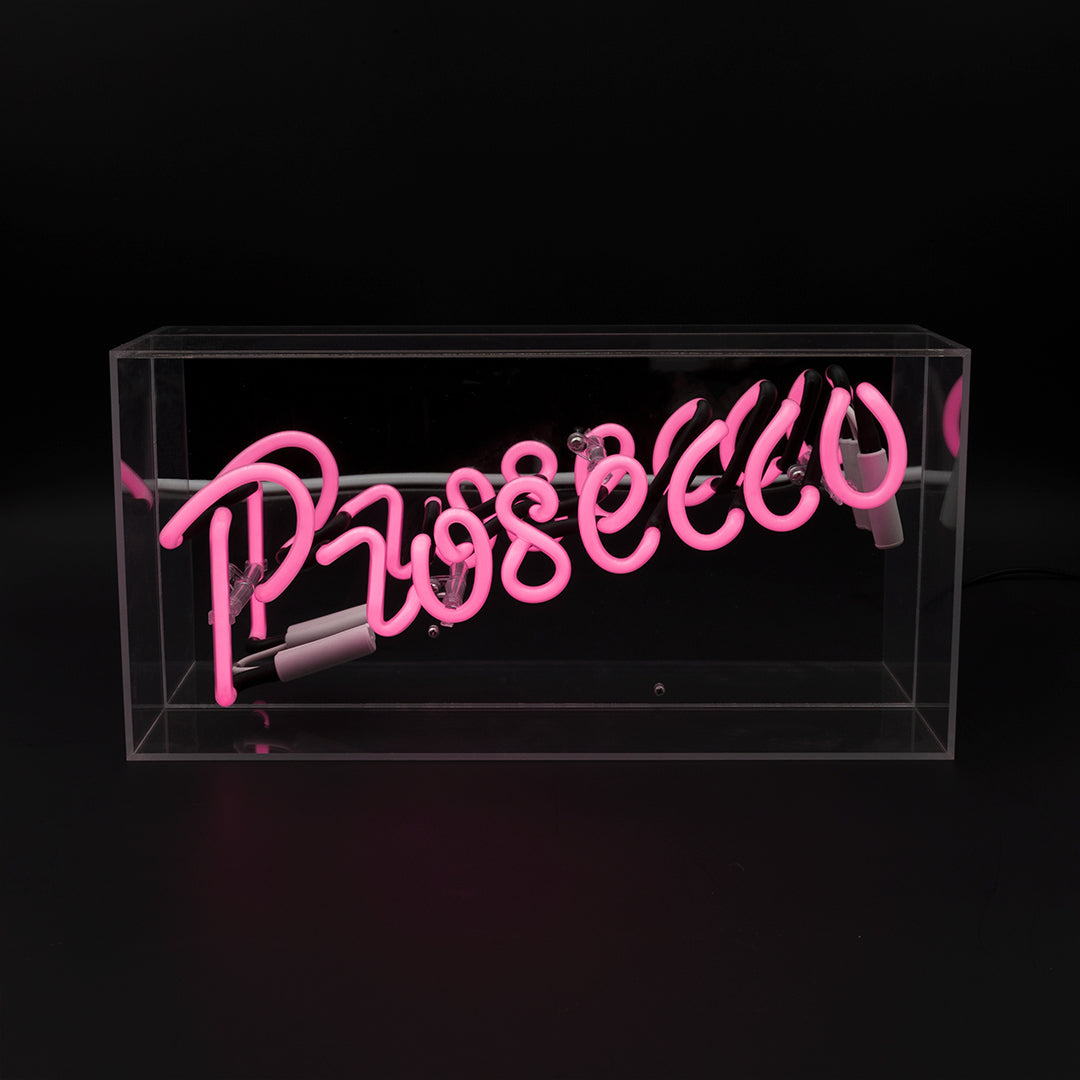 Neon-Schild 'Prosecco' aus Glas