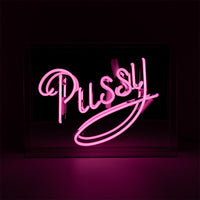 'Pussy' Glass Neon Sign - Pink