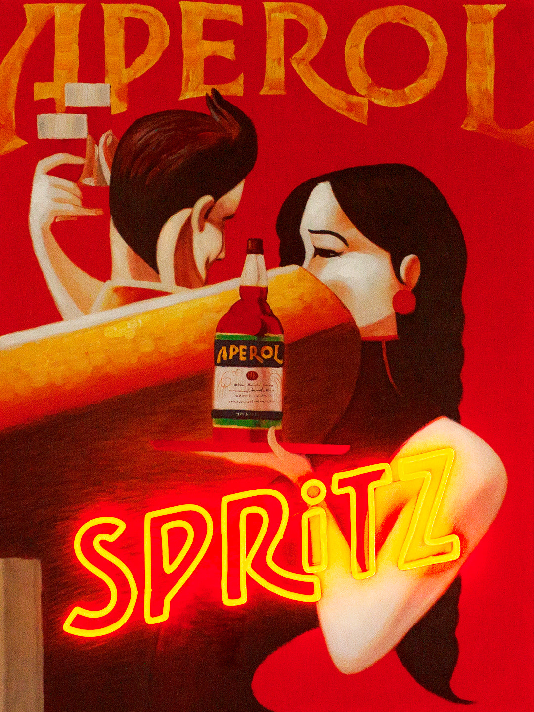 Tableau d'art mural 'Spritz' avec néon LED - PETIT