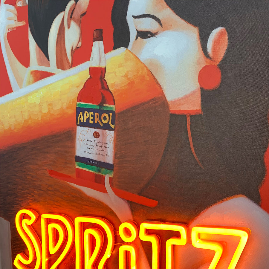 'Spritz' Wall Artwork with LED Neon - SMALL