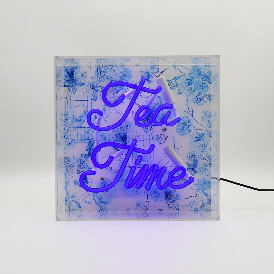 Letrero de neón de cristal 'Tea Time' - Azul