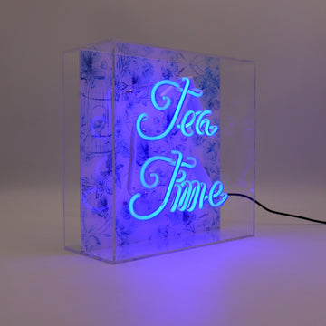 Insegna al neon in vetro 'Tea Time' - Blu