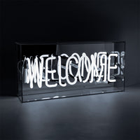 White 'Welcome' Acrylic Box Neon Light - Locomocean