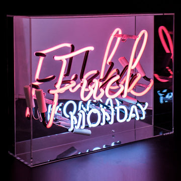 Pink 'Fuck Monday' Large Acrylic Box Neon Light - Locomocean