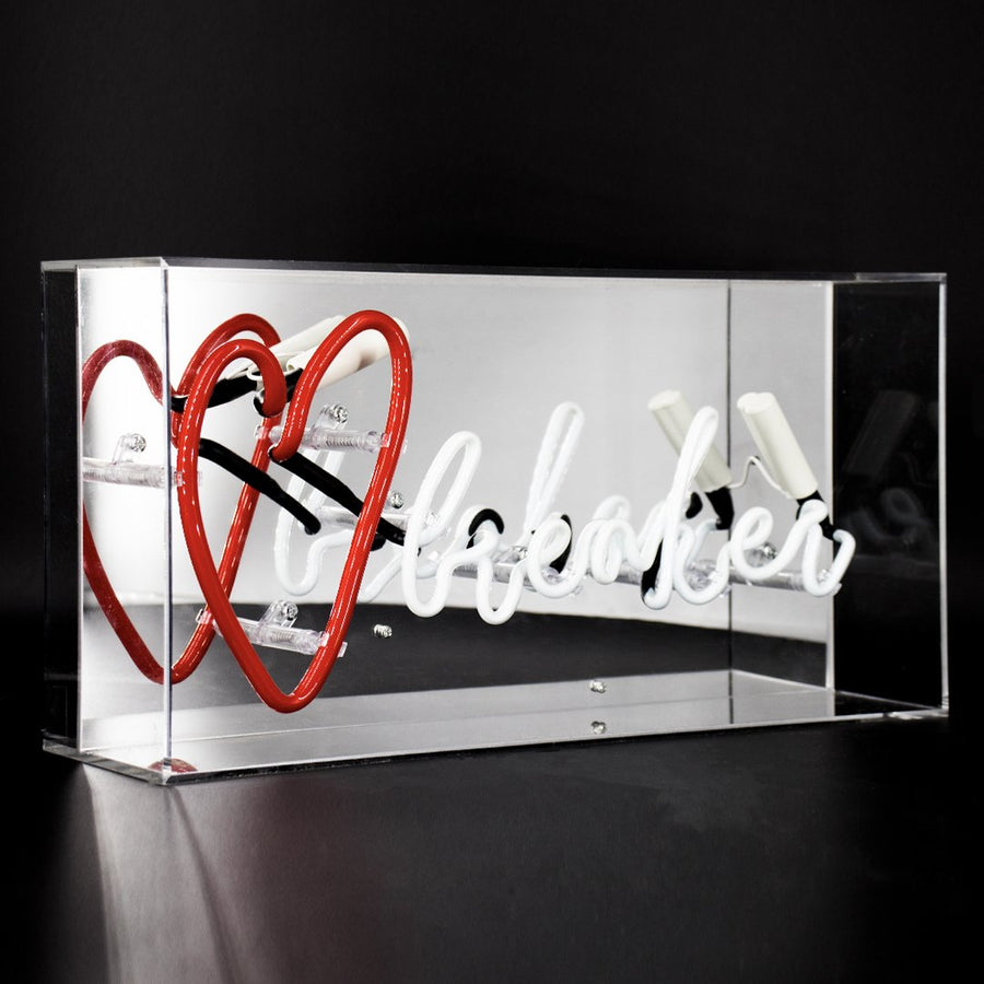 Red and White 'Heart Breaker' Acrylic Box Neon Light - Locomocean