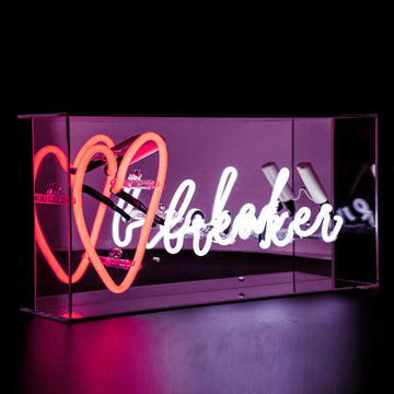 Red and White 'Heart Breaker' Acrylic Box Neon Light - Locomocean