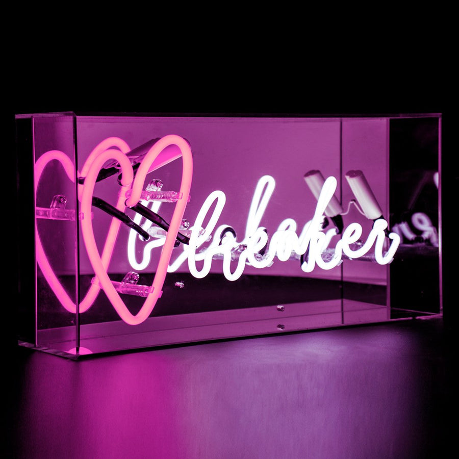 Pink and White 'Heart Breaker' Acrylic Box Neon Light - Locomocean