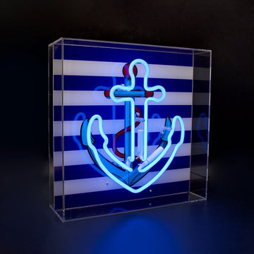 'Anchor' Large Acrylic Box Neon Light with Graphic - Locomocean
