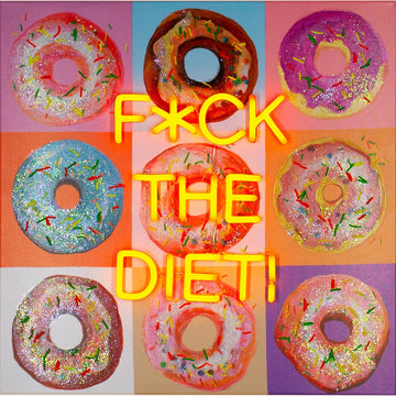 Tableau d'art mural 'F the Diet' avec néon LED - PETIT